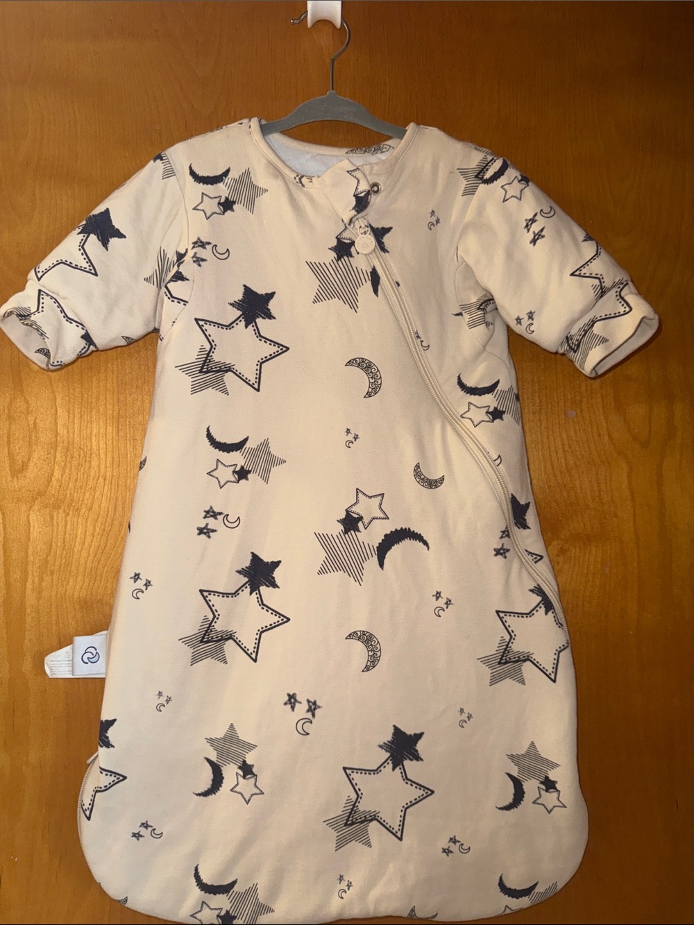 Kids Star & Moon Sleep Bag Pajamas - Cream/Navy